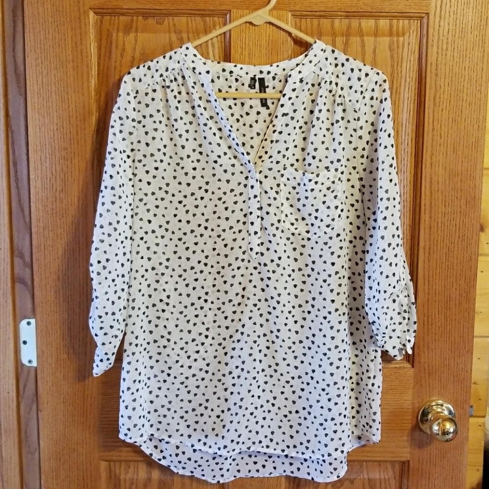 Heart print sheer top